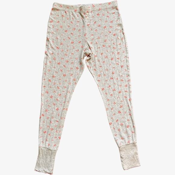 LOVE by Gap Pointelle Floral Print Gray Modal Pajama Lounge Pants. Medium. - Picture 1 of 9